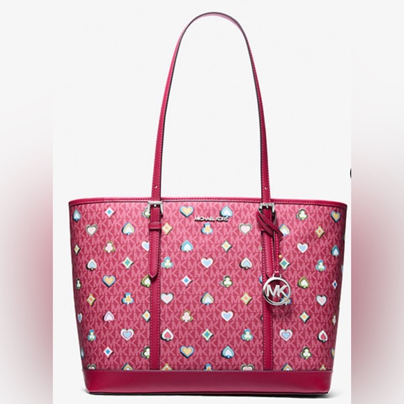 Michael Kors Pink Heart Pattern Tote - Picture 1 of 1